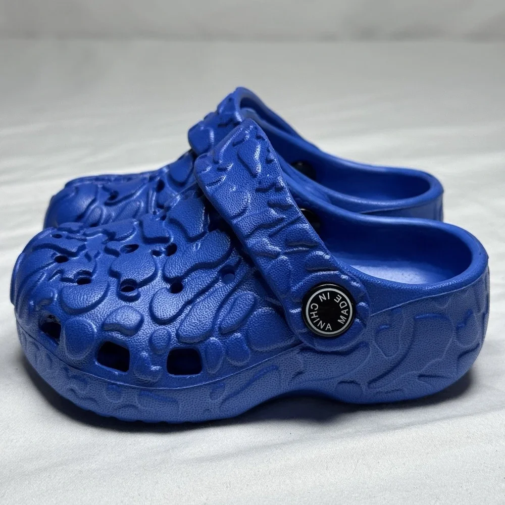 Blue Dinosaur Clogs Kids Size‎ 5 Toddler Slip On Sandals W Charms